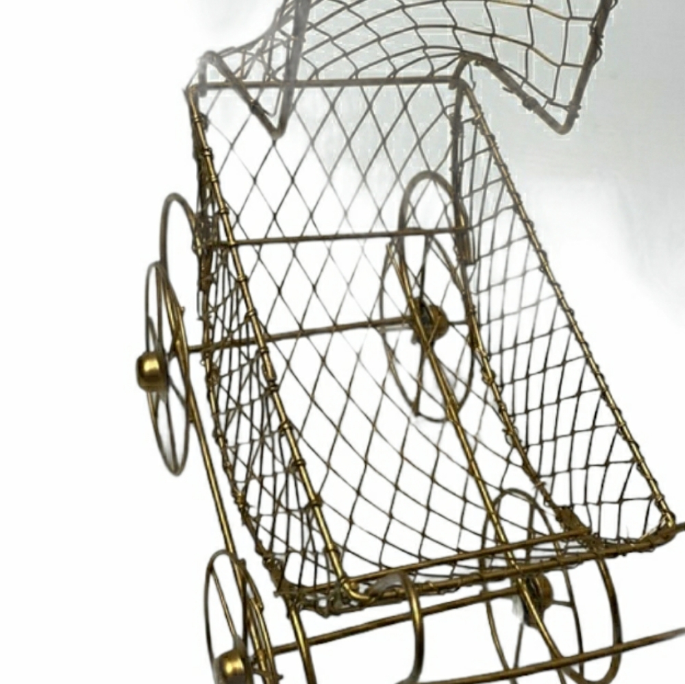 Victorian Antique Reproduction Doll Carriage Handmade Hand Crafted Metal Pram - Picture 11 of 14